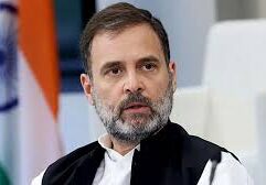 Rahul Gandhi delivering a speech at the AICC national executive meeting.